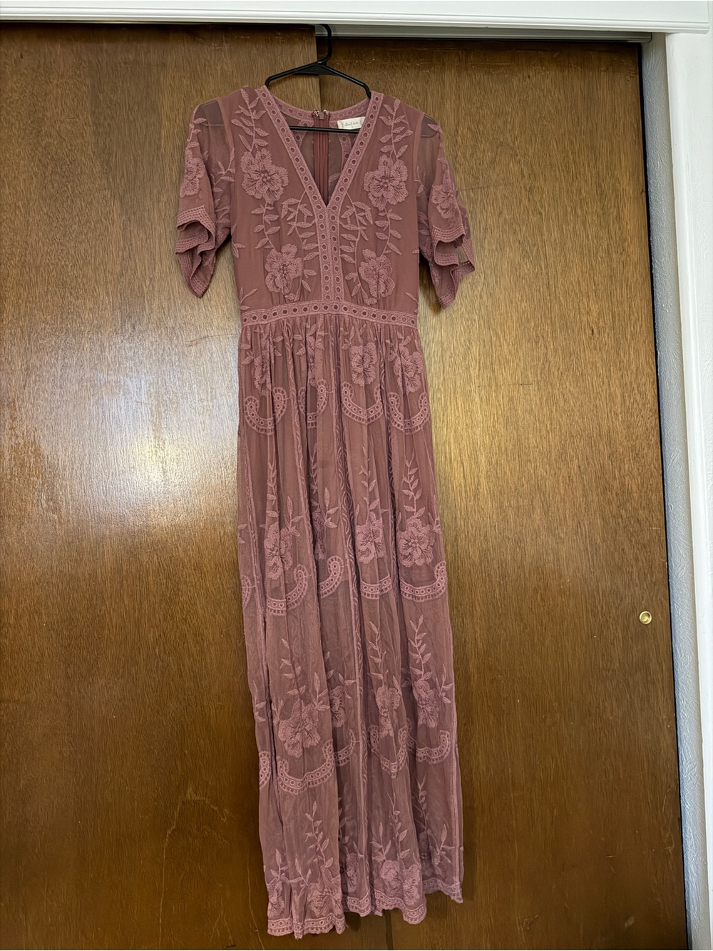 Altard State Embroidered V-Neck Maxi Dress in Dusty Rose